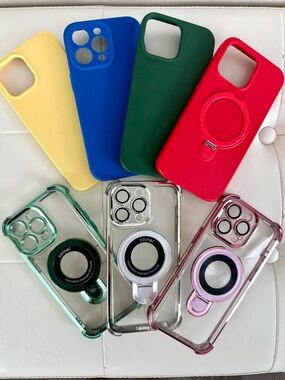 Silicone & Clear Phone Case Assortment with Magnetic Ring - Multiple Colors
